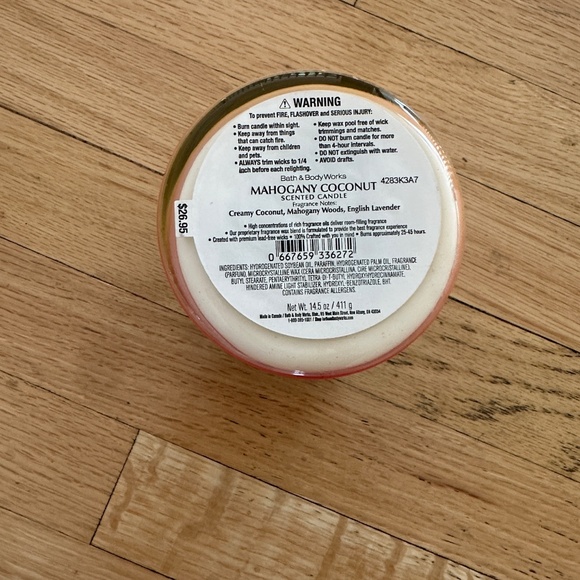 Bath & Body Works Mahogany Coconut Scented 3 Wick Candle 14.5 oz - Picture 4 of 4